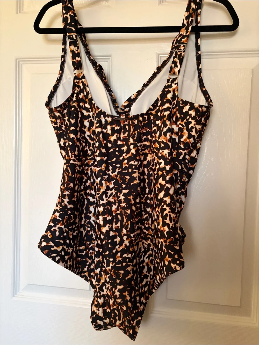 Women’s Leopard Print One-Piece Swimsuit - Brown/Black - Picture 6 of 7